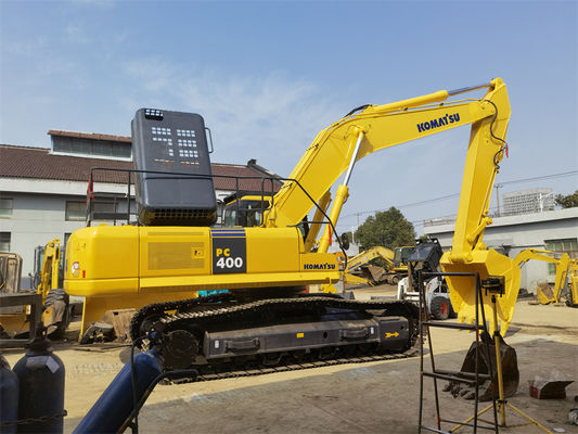 เครื่องขุด Komatsu PC400 ที่ใช้มา เครื่องขุดแบบแคร์เลอร์ 40 ตัน เครื่องขุดขนาดกลางเดิมของญี่ปุ่น